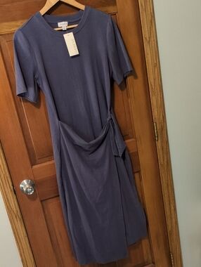 NWT Evereve Slate Blue Anna Twist Dress - Medium